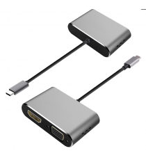 ADATTATORE PLATINET USB 3.1 TYPE C - HDMI + VGA 4K